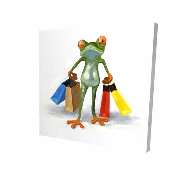 Fondo 16 x 16 in. Funny Frog with Shopping Bags-Print on Canvas FO2792271